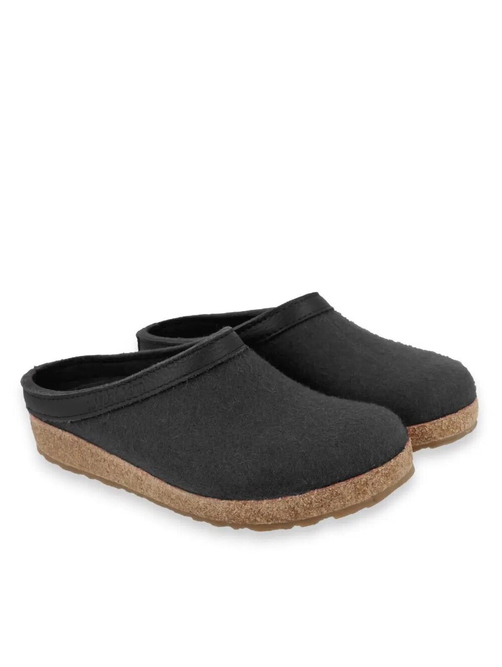 MEN’S HAFLINGER GRIZZLY GZL BLACK WOOL FELT SLIP-ON CLOG SLIPPERS Size 44